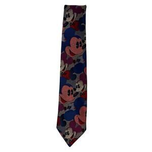 Disney Mickey Mouse All-Over Print Tie Blue Red Poly USA Made